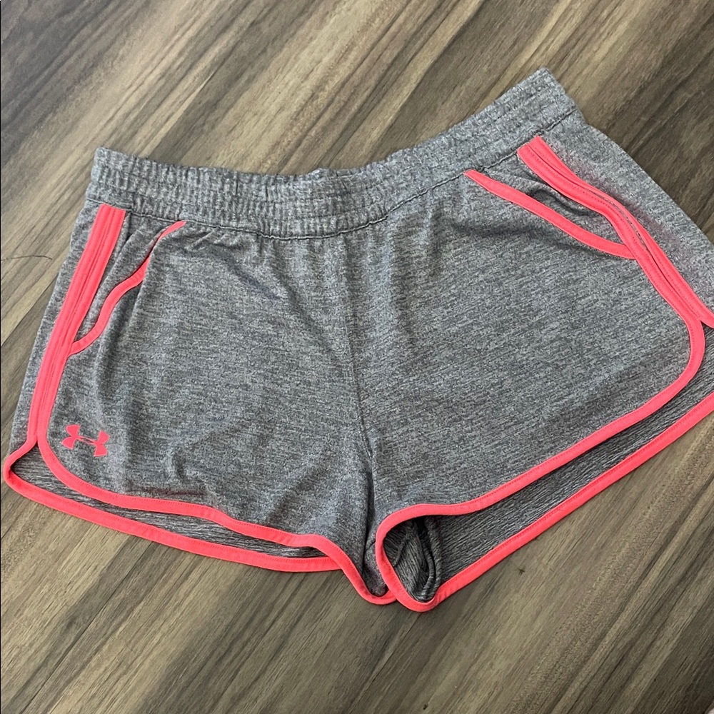 Under Armour Women's Athletic Shorts in Gray with Pink Trim